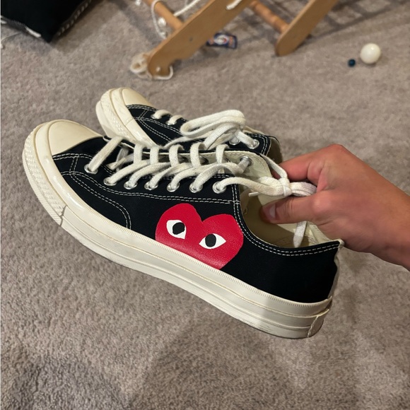 Converse Black and Red Heart Sneakers - Picture 1 of 5